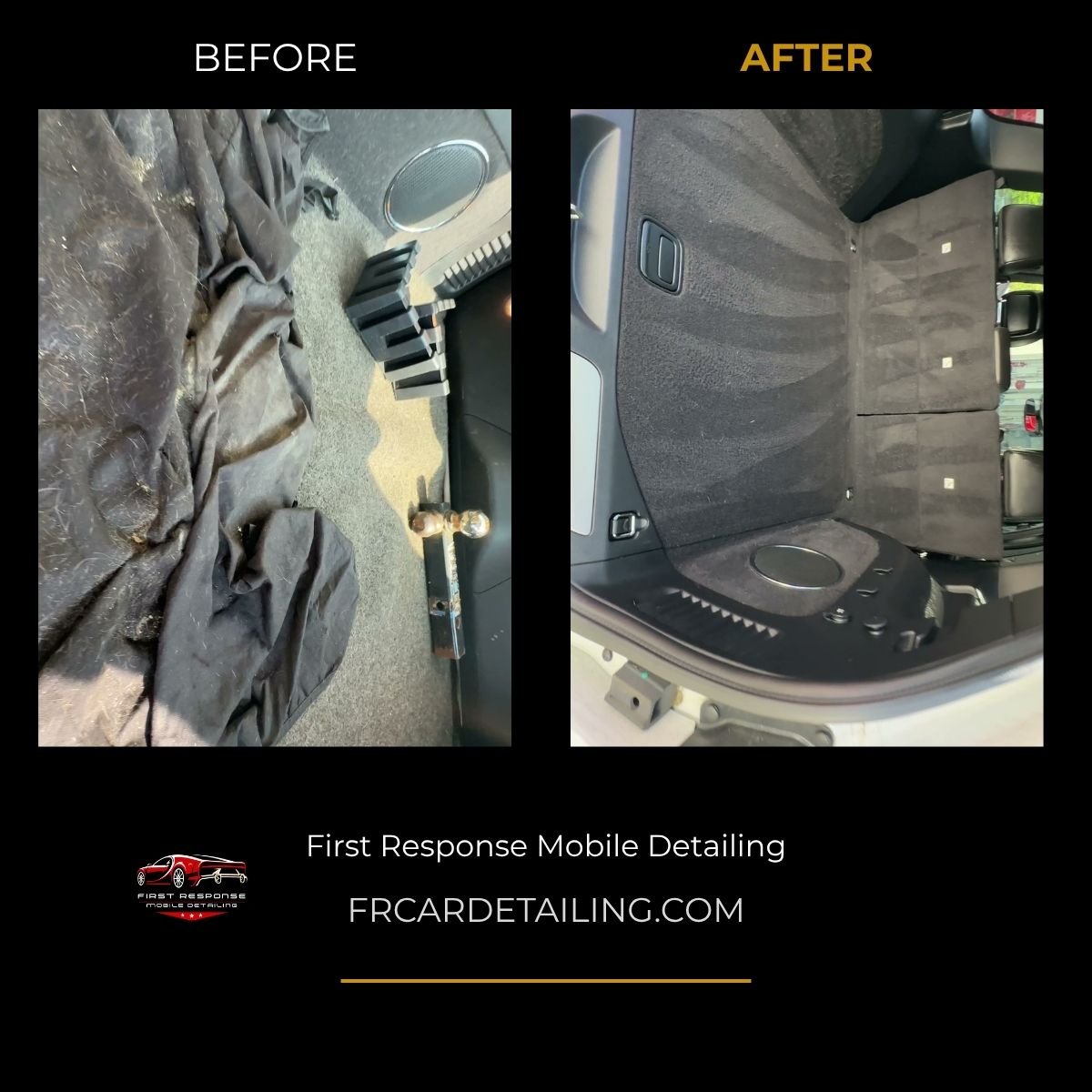 Before and after professional interior car detailing in Connecticut